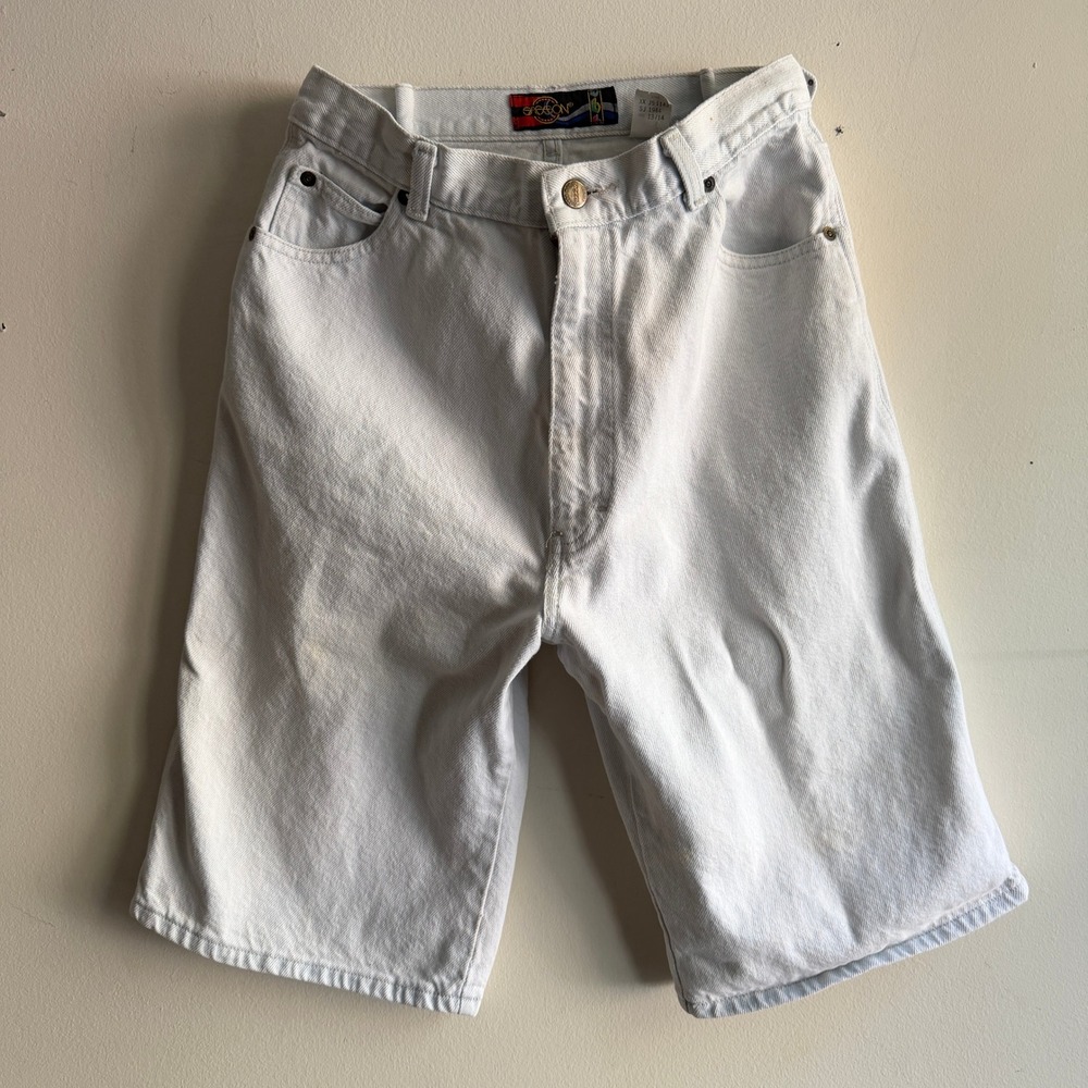 Vintage High‎ Waisted Bermuda Shorts Sasson Denim Relaxed Shorts White 2 ALTERED